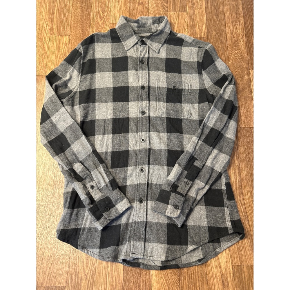 Aeropostale Air Softspun Flannel Shirt Mens Small Grey Black Buffalo Check